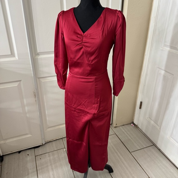 RIHOAS - The Solid V Neck Slit Midi Dress - XS - Picture 2 of 12